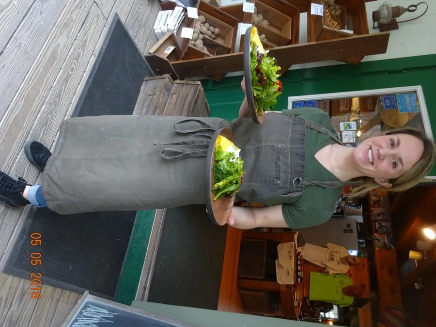 Farm-fresh salad plates served at the farm stand